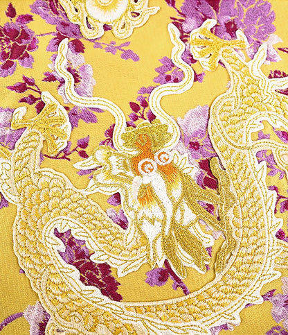 HECO Chinese Retro Style Embroidery Golden Dragon Stand-up Collar Vest Top  - QANT.