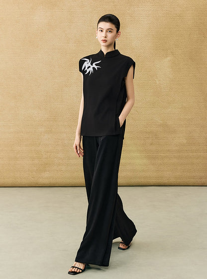 HECO Chinese Bamboo Leaf Print Short Sleeve T-Shirt - CHASE.