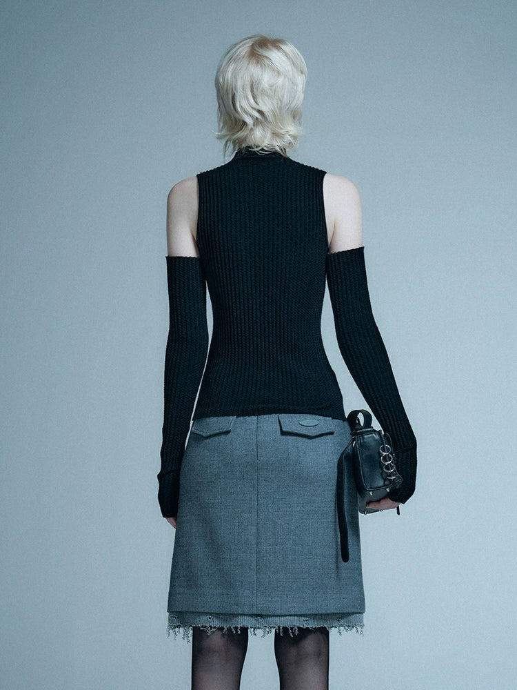 ANNAKIKI wool logo sleeve sweater-KAIEN