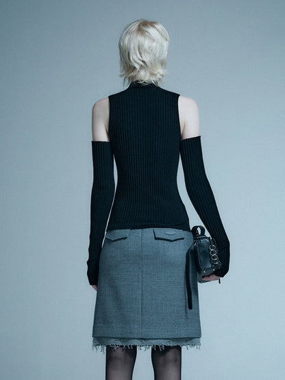ANNAKIKI wool logo sleeve sweater-KAIEN