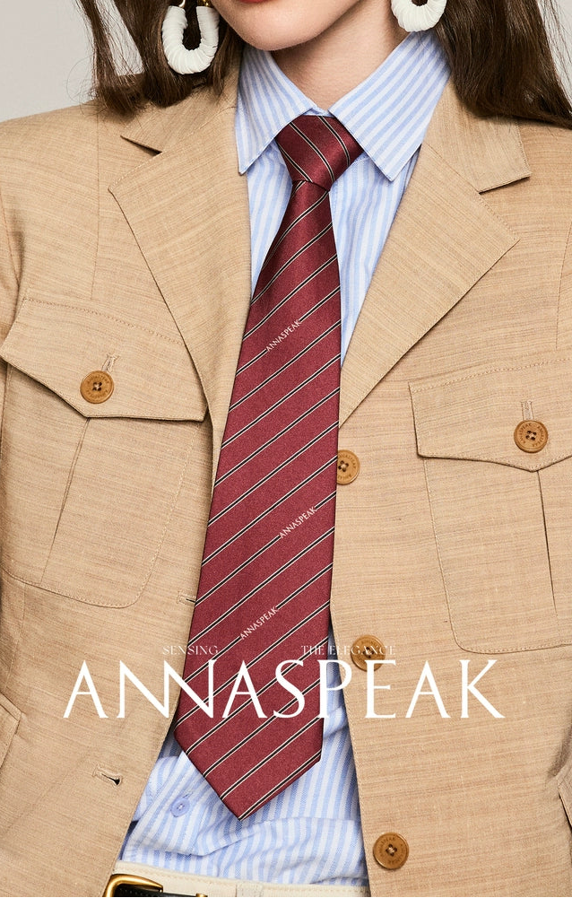 ANNASPEAK  LOGO print knot-free tie -ICE.