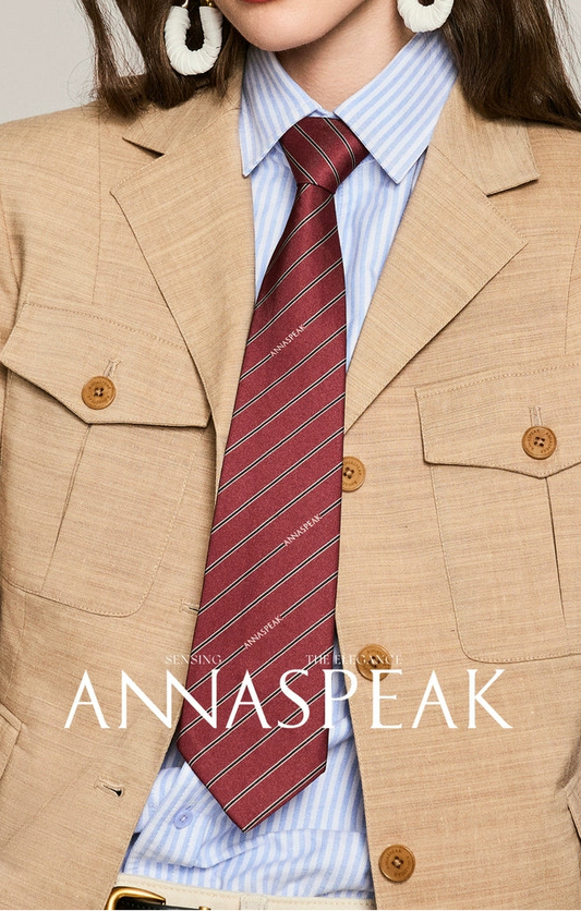 ANNASPEAK  LOGO print knot-free tie -ICE.
