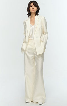 COMME MOI Lu Yan designer high-intelligence commuter silk wool jacquard wide-leg pants - BIEBER.