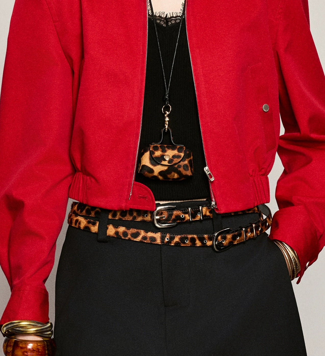 ANNASPEAK original top layer cowhide high-quality texture vintage leopard print belt-NIGE.