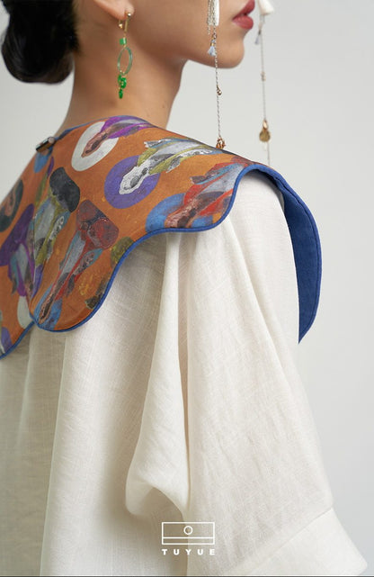 TUYUE Dunhuang Mural Print Cloud Shoulder- SHAYLA.