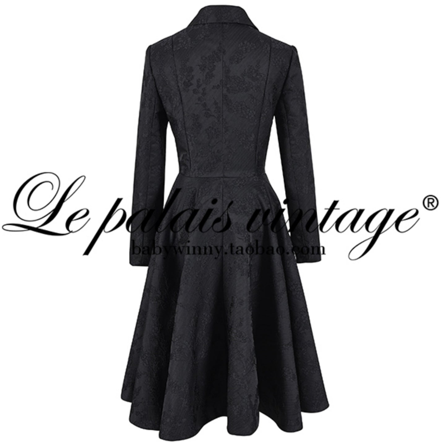 Le Palais Vintage  Lace Dark Pattern Waist Black Slim Skirt Coat-CHASE
