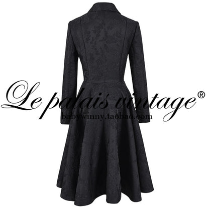 Le Palais Vintage  Lace Dark Pattern Waist Black Slim Skirt Coat-CHASE