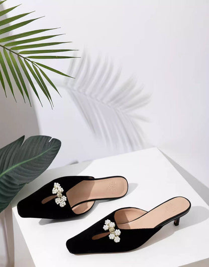 B-FEI black square toe kitten heeled Chinese shoes-OILU.