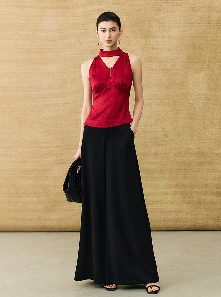 HECO Chinese Acetate V-Neck Waist Small Vest Top - ZEPH.