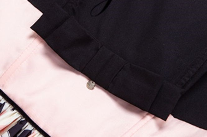 Le Palais  50s classic pink and black contrast bow cinched waist Dress-WENDY