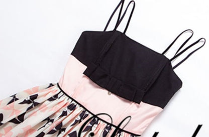 Le Palais  50s classic pink and black contrast bow cinched waist Dress-WENDY