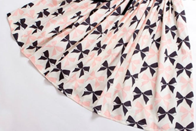 Le Palais  50s classic pink and black contrast bow cinched waist Dress-WENDY