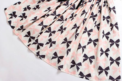 Le Palais  50s classic pink and black contrast bow cinched waist Dress-WENDY