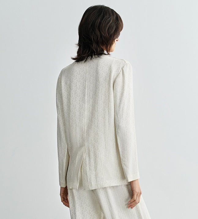 COMME MOI summer white jacquard straight suit jacket - RUBY.