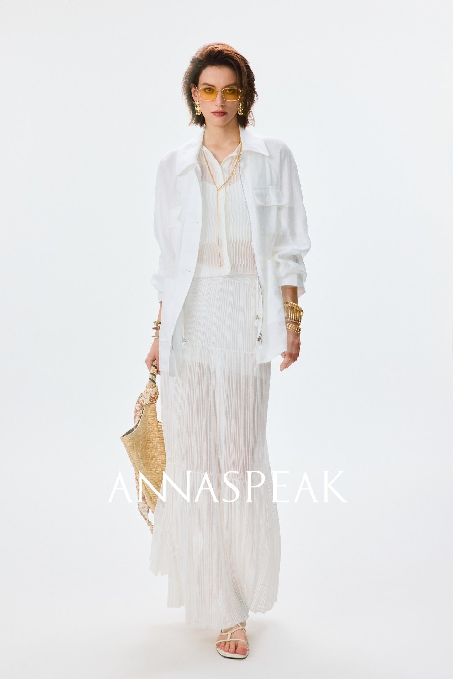 ANNASPEAK  linen light drawstring shunting jacket-SAYE.