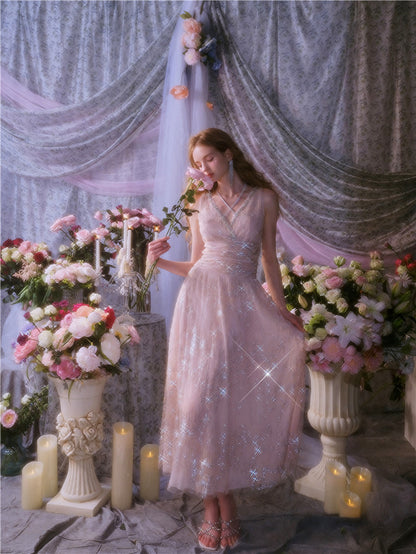 Wardrobes by Chen High End Sleeveless Wrap Embroidered Bead Dress-Sama