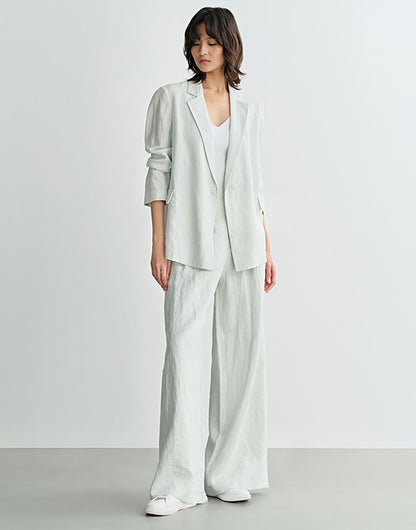 COMME MOI Linen High Waist Wide-leg Pants - THOMAS.