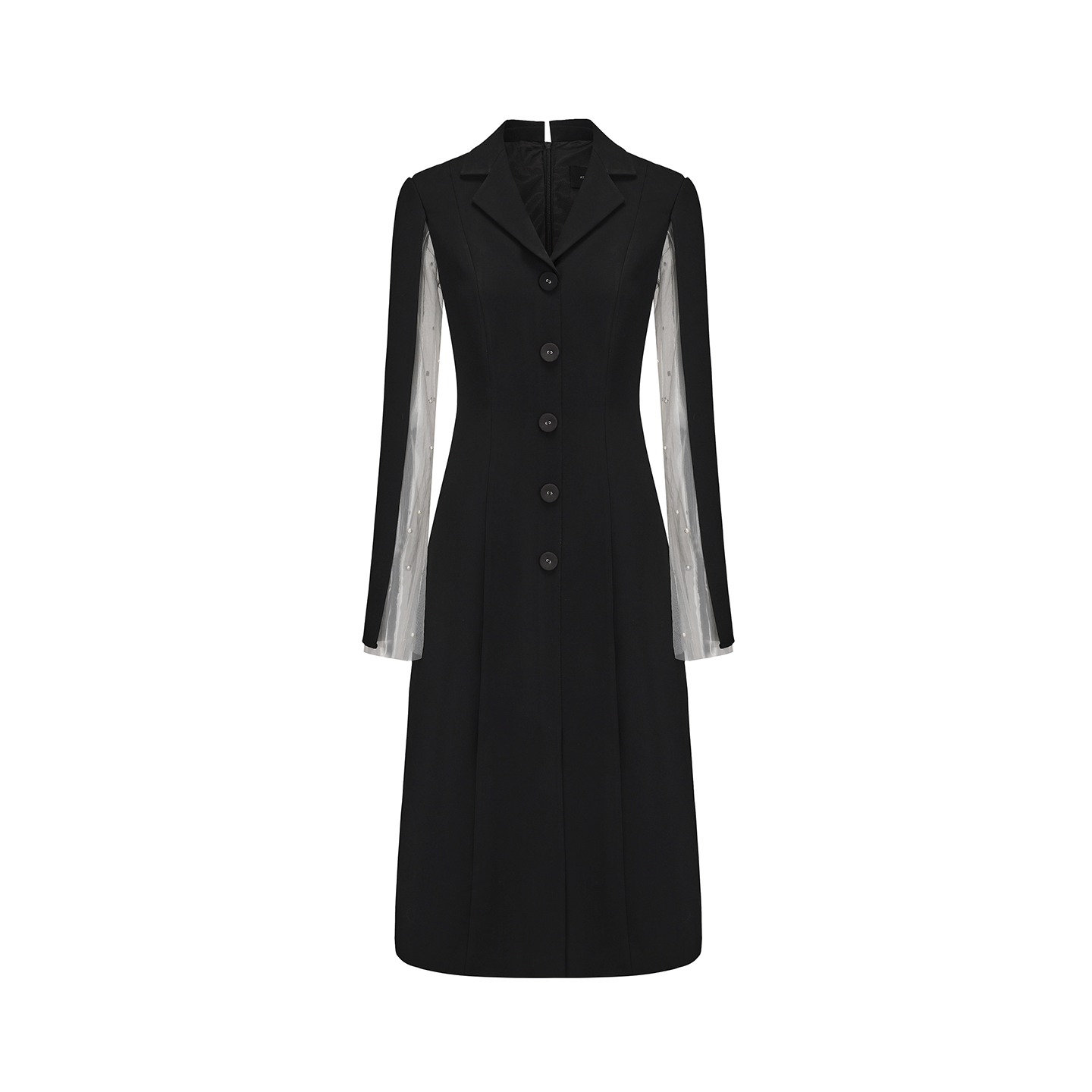 ATELIER MISS LU Pearl Embellished Gauze Sleeve Suit Dress - CONQUER.