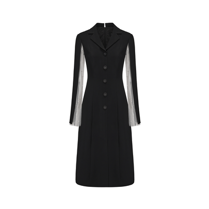 ATELIER MISS LU Pearl Embellished Gauze Sleeve Suit Dress - CONQUER.