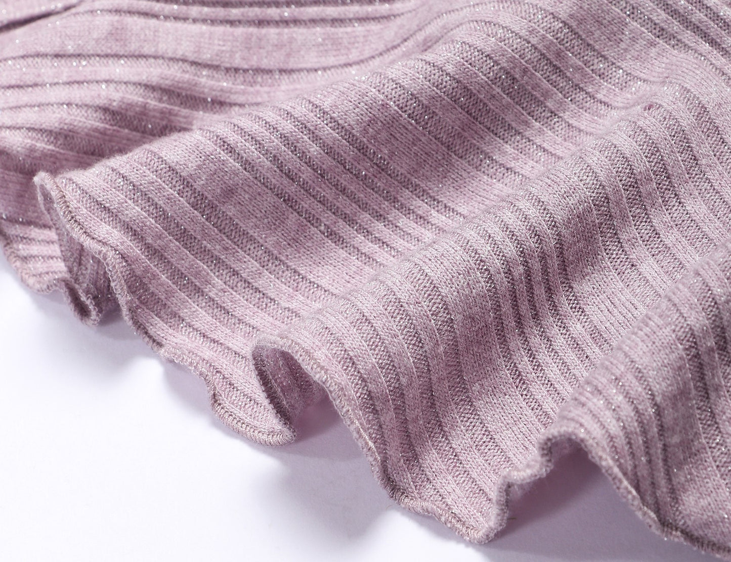 WANGXO | Bright Silk Knit V-Neck Waist Ruffle Top -SÁYA.