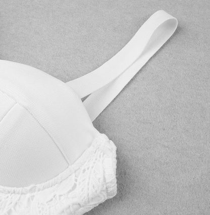 DOLLY Luxury Yellow V-Neck Sleeveless Slim Fit Lace Suspender Dress-TANYA