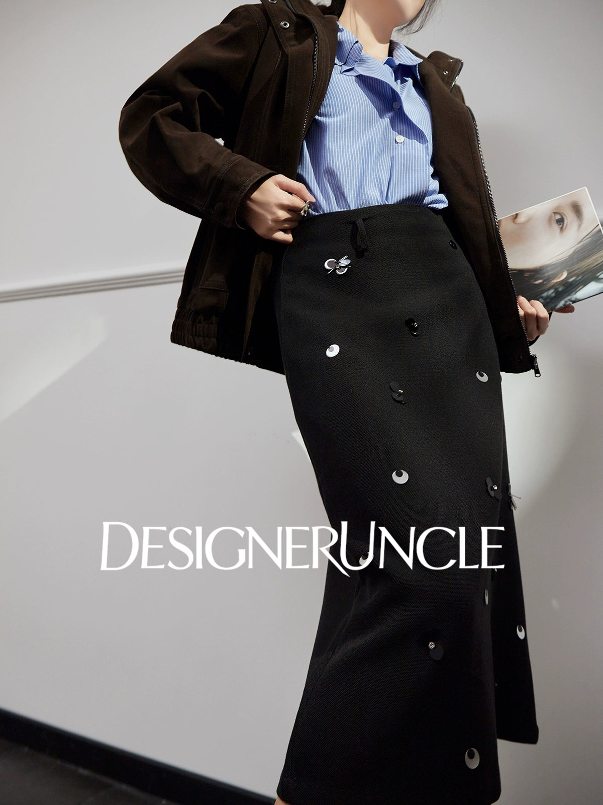 DGU|Dark Coffee Top Women's Autumn New High-end Retro Loose Slimming Versatile Casual Top - STICK ?