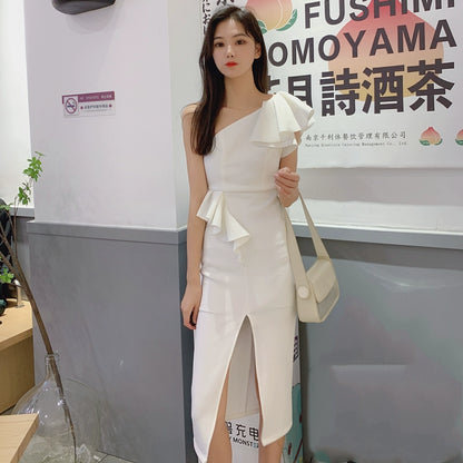 DOLLY Elegant Mint Green Slopping Shoulder Short Sleeve Long Wedding Guest Dress-RUKA