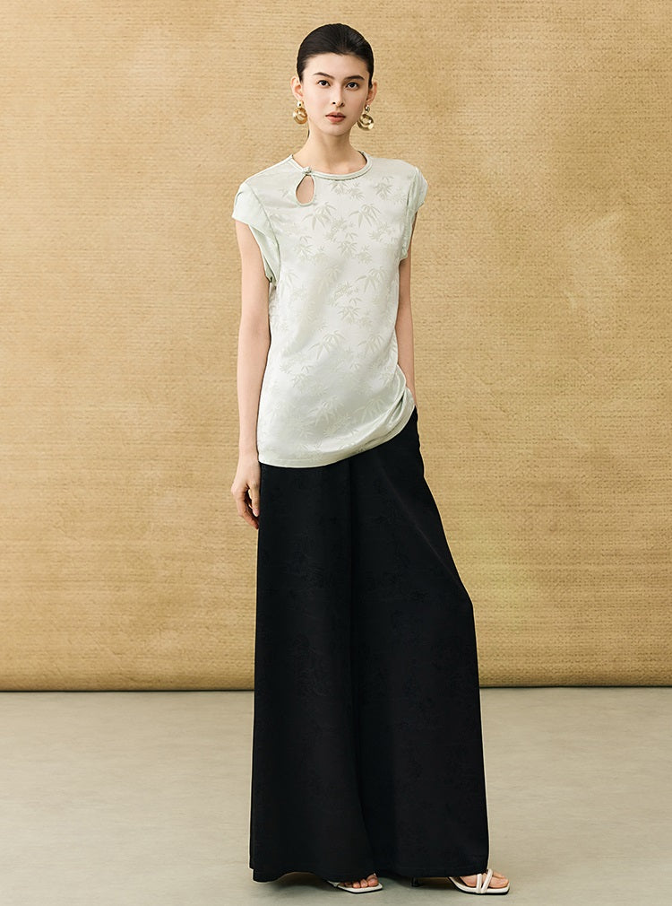 HECO Chinese Acetate Fugui Buckle Short Sleeve T-Shirt - CLOVE.