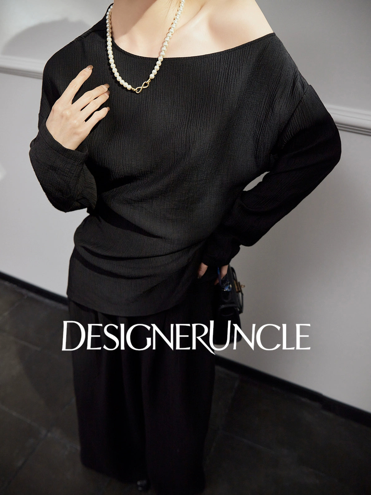 DGU "Night Chanting" black knitted suit women's loose slimming high-end foreign style - COMU.