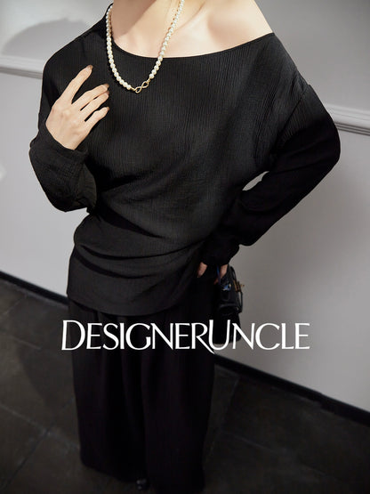 DGU "Night Chanting" black knitted suit women's loose slimming high-end foreign style - COMU.