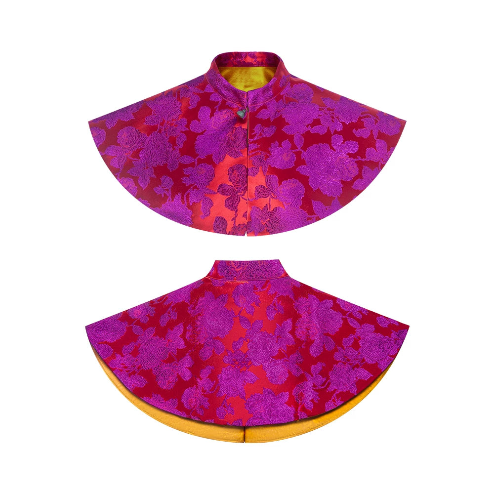 TUYUE rose red silk brocade jade buckle new Chinese aesthetic cloud shoulder- DENISE.
