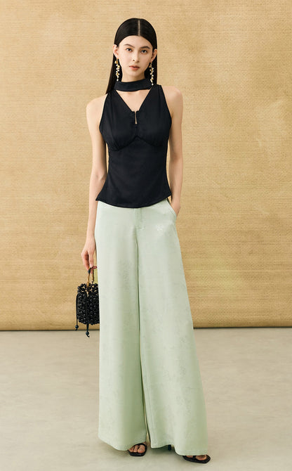 HECO Chinese high-end acetate jacquard drape slimming trousers - QUEEN.