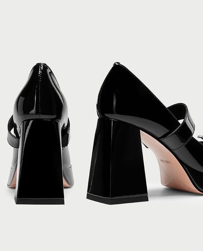 PJJUU Thick-soled Mary Jane JK Small Leather British Style High Heels - JUMIA