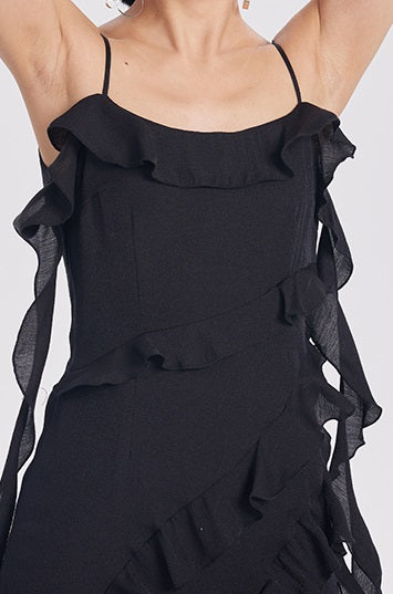 TINY IN ruffled side slit midi slip dress -KAKA
