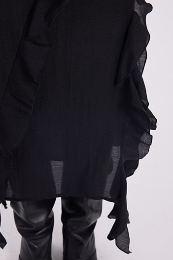 TINY IN ruffled side slit midi slip dress -KAKA