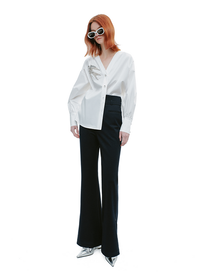 YES BY YESIR  ultra-high-waisted bootcut versatile slacks - TANT.