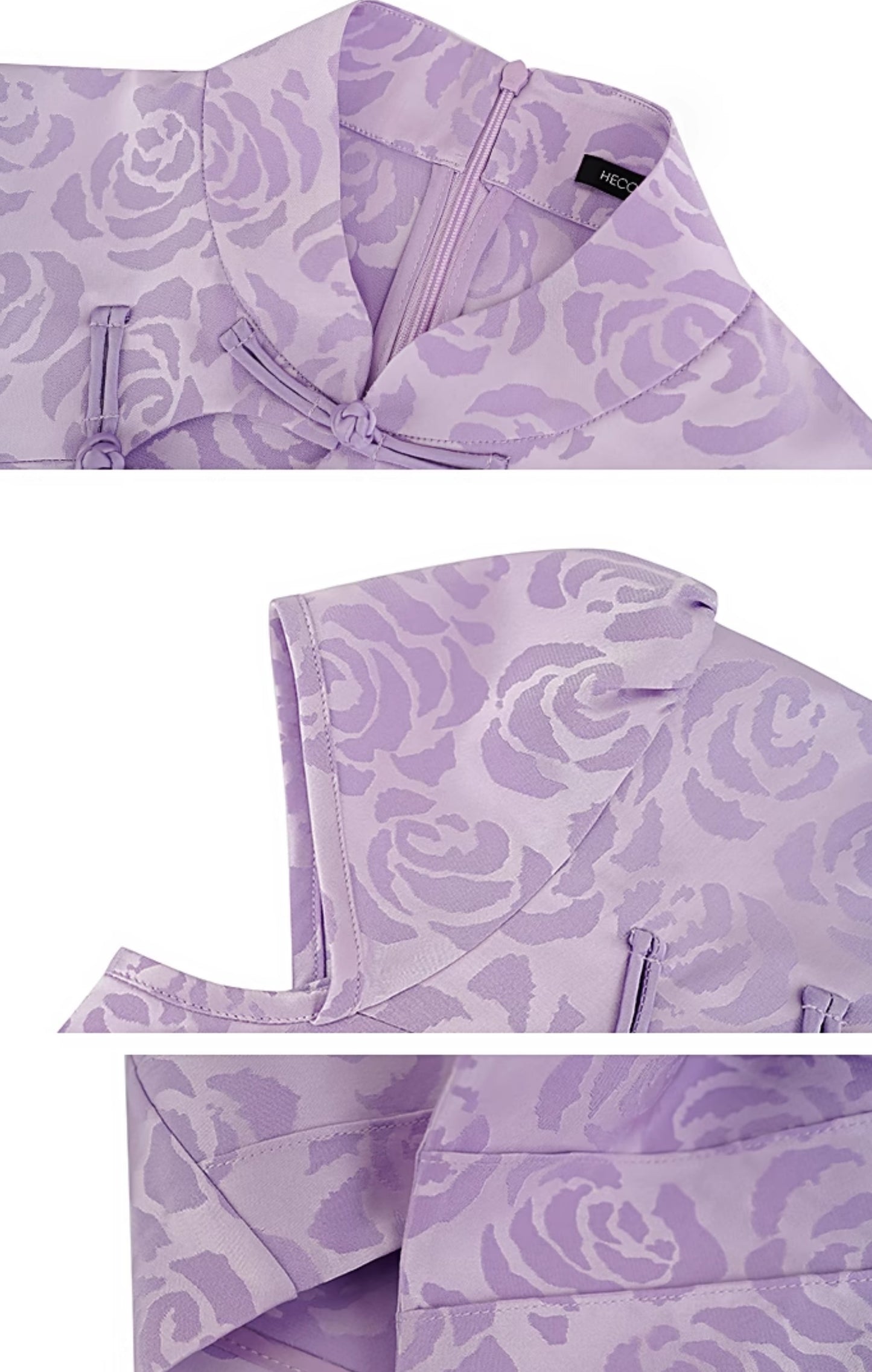 HECO Chinese acetate stand-up collar hollow buckle T-shirt - QUES.