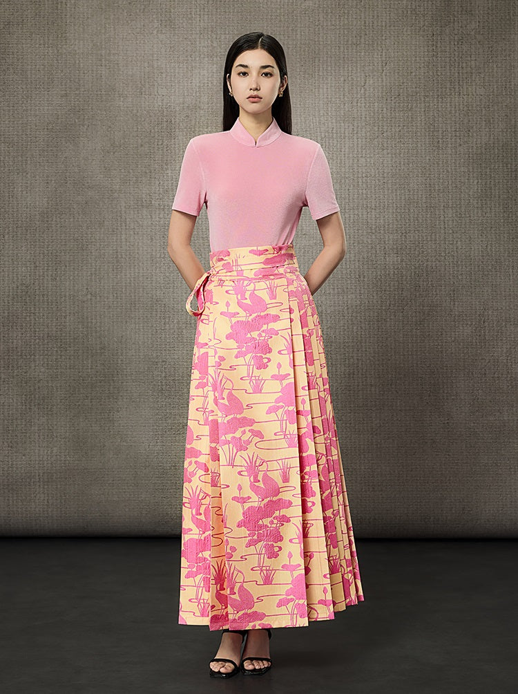 HECO Disc Button Acetate Knit Drop Neck T-Shirt - ROMAN.