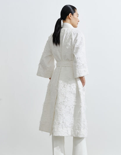 COMME MOI Lv Yan designer spring unique jacquard luxury A-type mid-sleeved trench coat - ARIA.