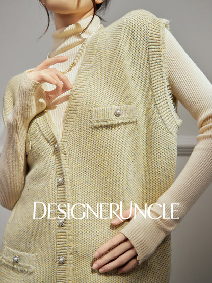 DGU Chick Yellow New Light Luxury Small Fragrance Versatile Design Sleeveless Top - Georgia.