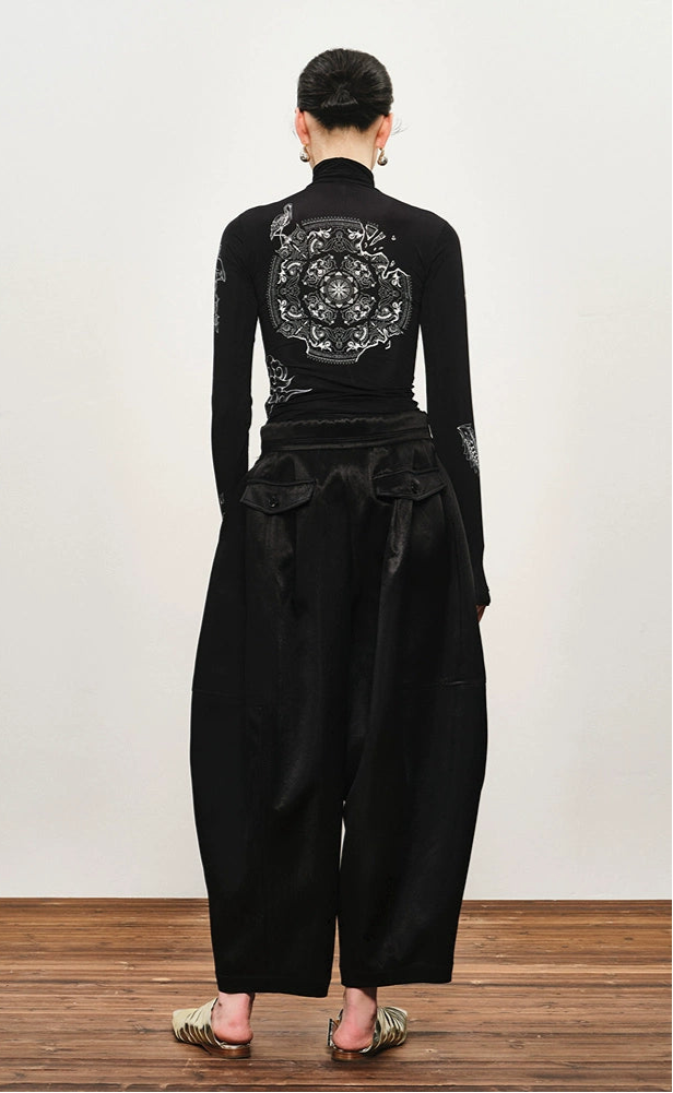 ZHUCHONGYUN black high-neck long sleeve top-HATAKE.