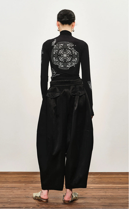 ZHUCHONGYUN black high-neck long sleeve top-HATAKE.