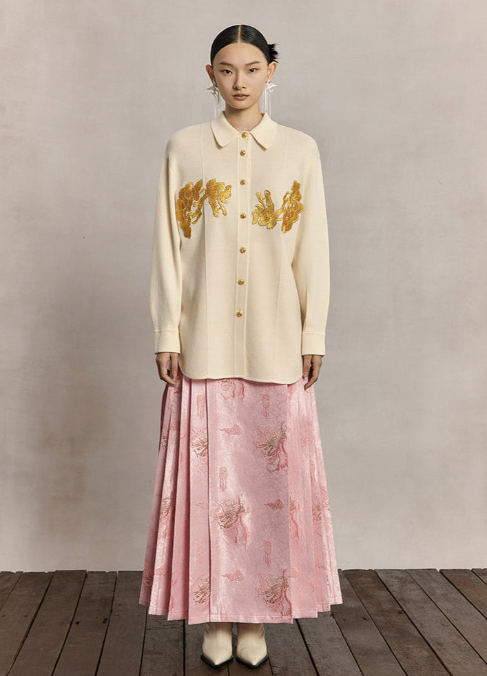 HECO dragon weaving golden high-waisted skirt women - praise.