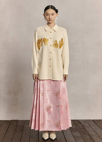 HECO dragon weaving golden high-waisted skirt women - praise.