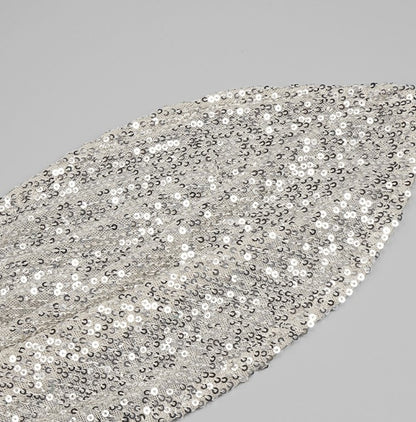 DOLLY Elegant Sliver One Shoulder Sleeveless Sparkling Slim Fit Sexy Dinner Dress-ALETA