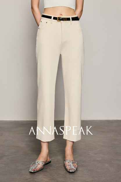 ANNASPEAK leg-shaped slightly elastic cropped straight micro-tapered pants jeans-JAG.