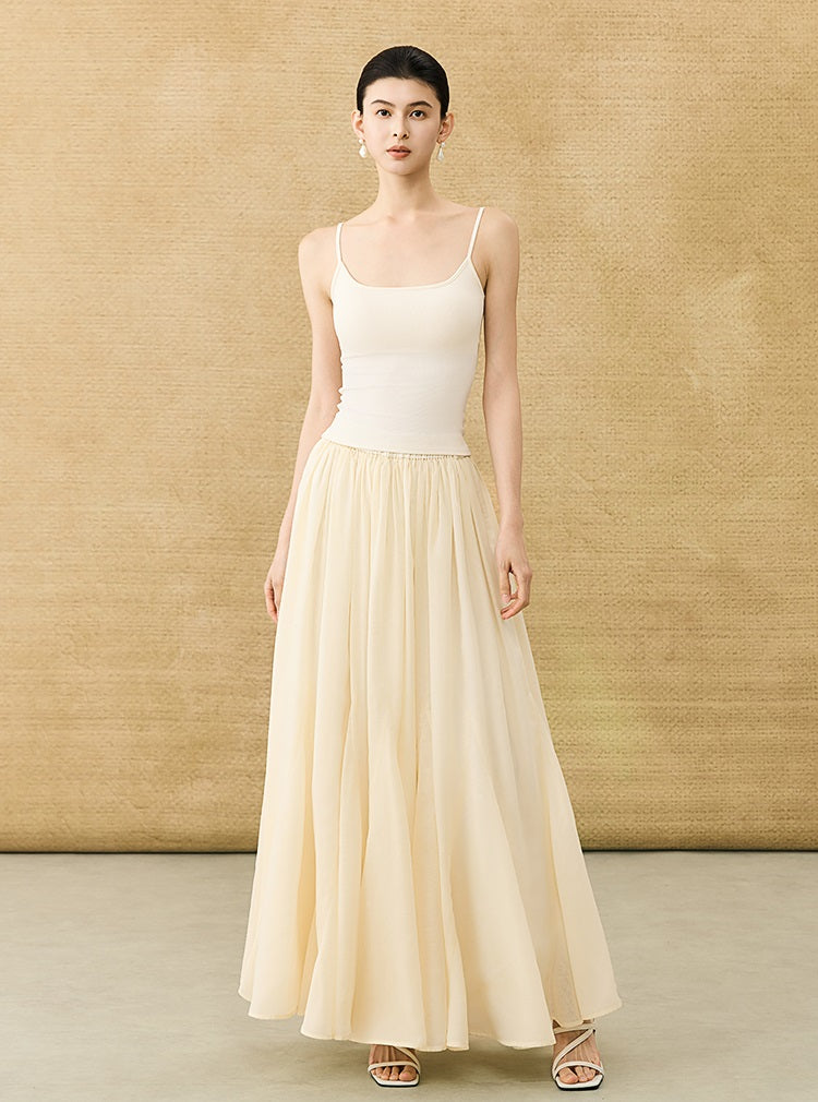 HECO Chinese Solid Color Large Swing Waist Slimming Mermaid Skirt - STARS.