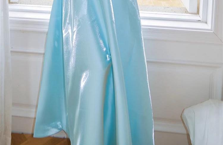 DOLLY High End Blue Off Shoulder Sleeveless Long Suspender Banquet Dress-AGATHA