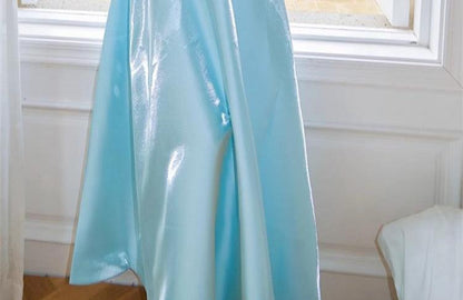 DOLLY High End Blue Off Shoulder Sleeveless Long Suspender Banquet Dress-AGATHA