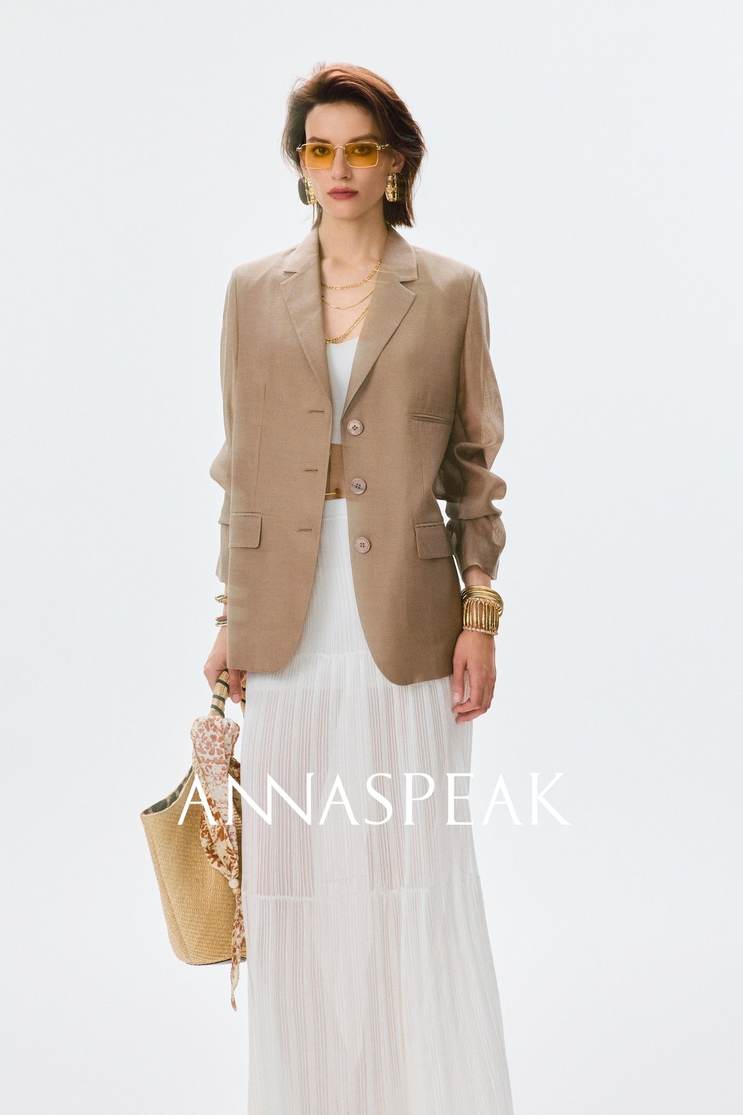 ANNASPEAK  mulberry silk cool silk haute couture upright suit vest set-ANCHOR.